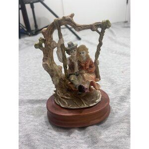 Romantic couple on Tree Swing Figurine Valentine Gift Vintage Collectible